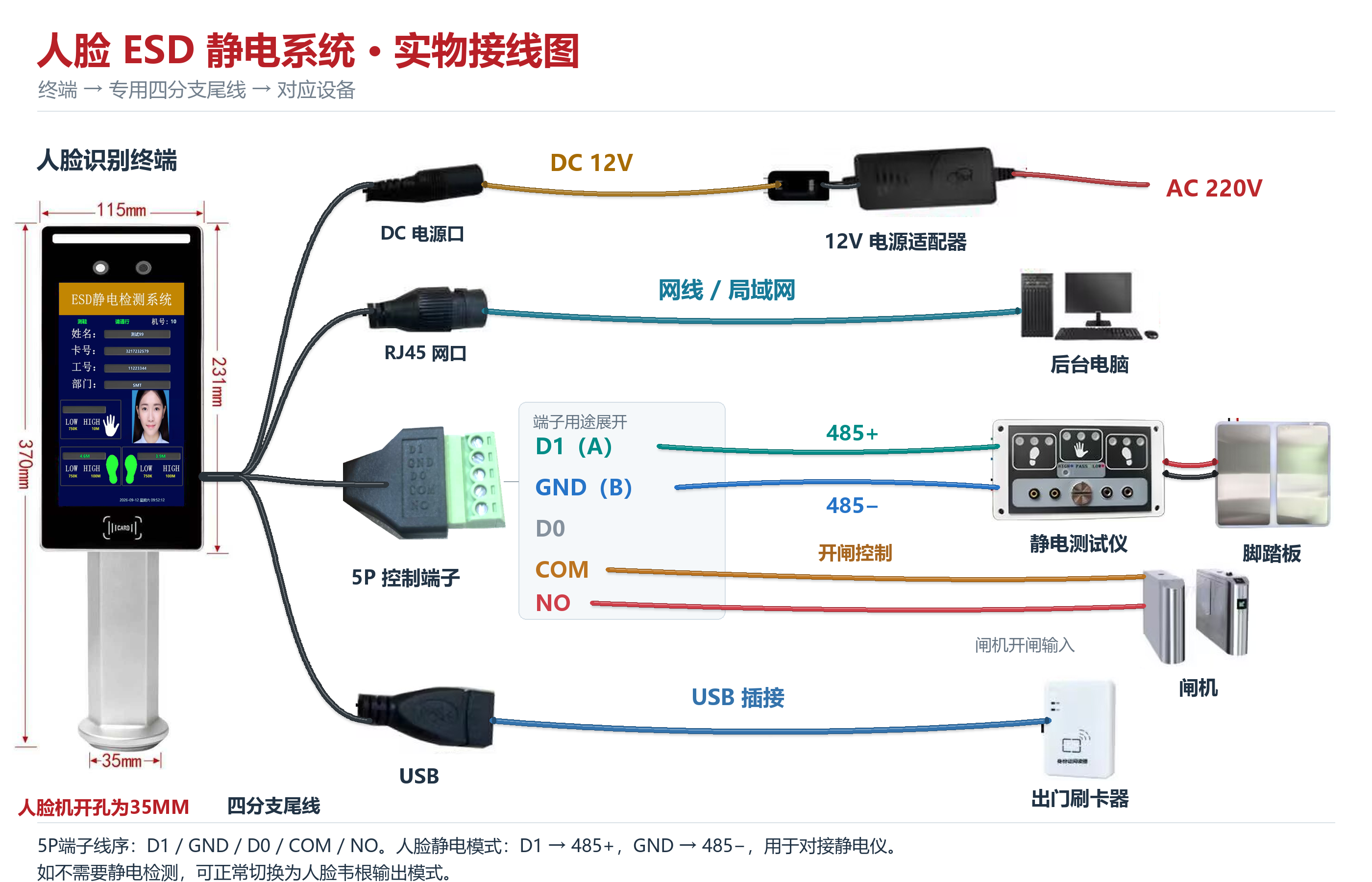 LFS-652 中文人脸静电完整接线图